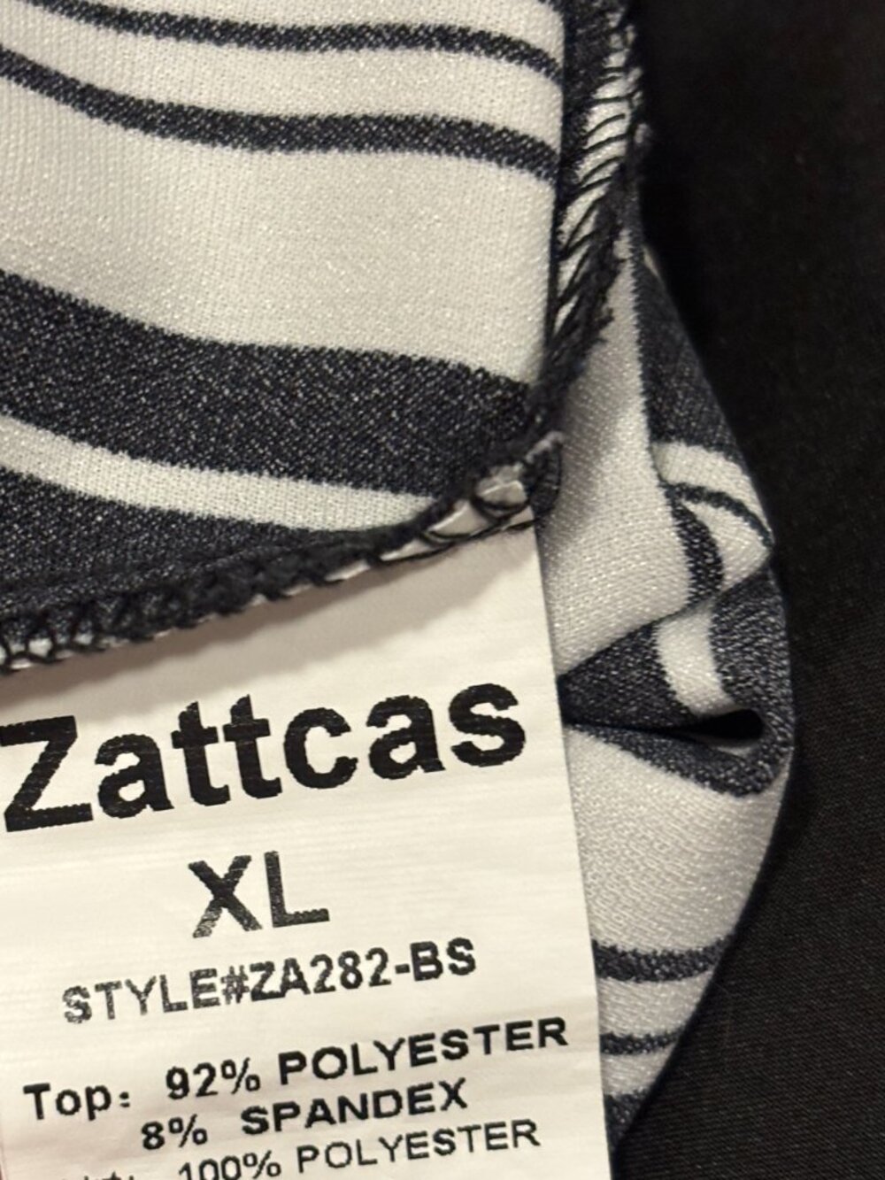 Zattcas Black White Striped Colorblock Midi Dress Tie Waist Size XL Like New - Picture 5 of 6